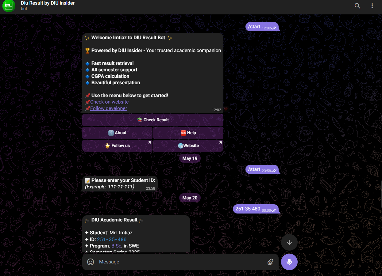 University Result Checker Telegram Bot
